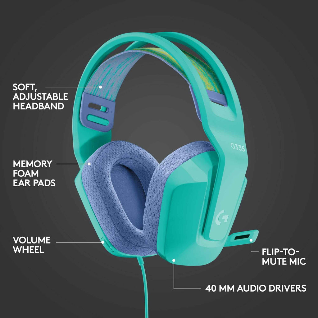 Logitech G335 Wired Gaming Headset (Mint)