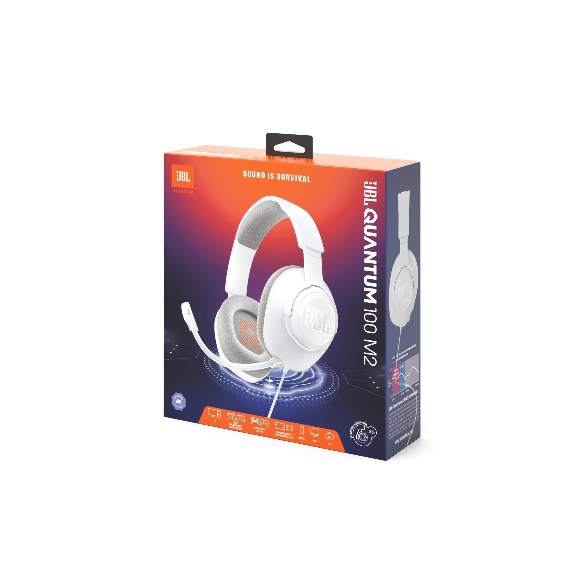 JBL Quantum 100M2 Over-Ear Gaming Headset (White)