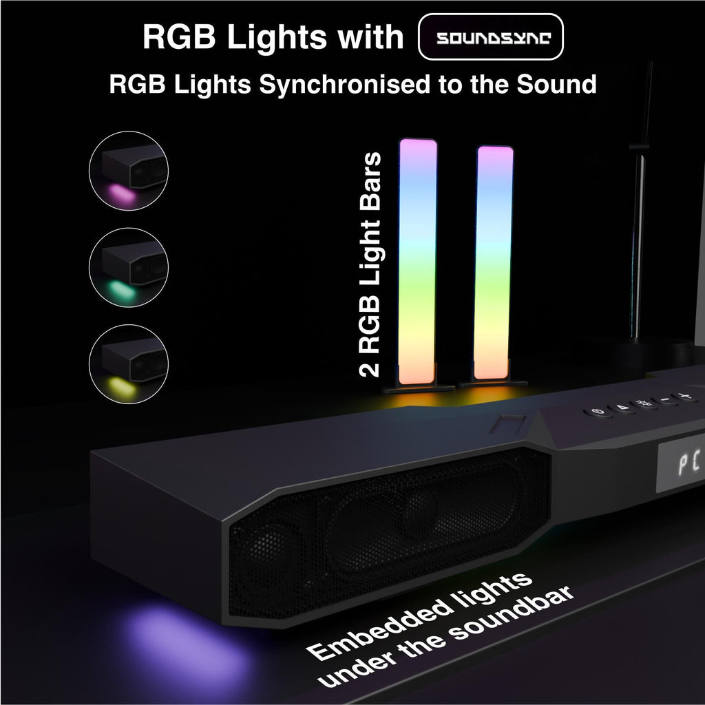 GTek Gaming 2.1CH RGB Soundbar with subwoofer