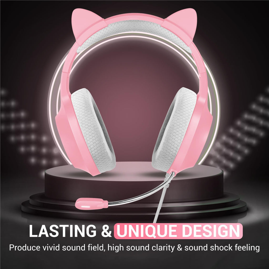 Playmax RGB Cat Ear Gaming Headset - Pink