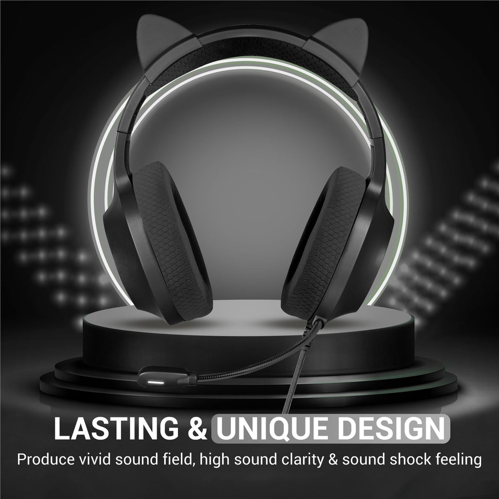 Playmax RGB Cat Ear Gaming Headset - Black