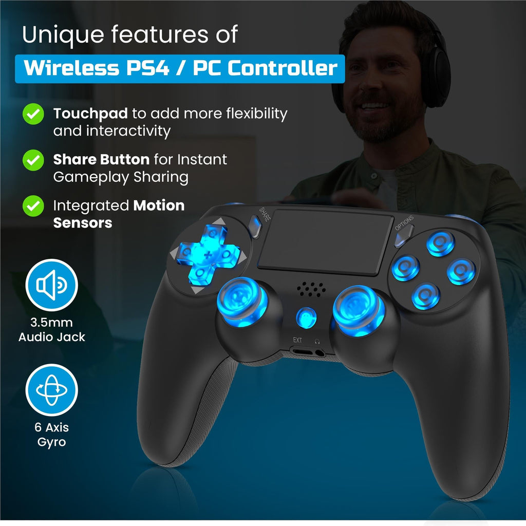 Playmax Wireless RGB Controller for PS4 / PC (Black)